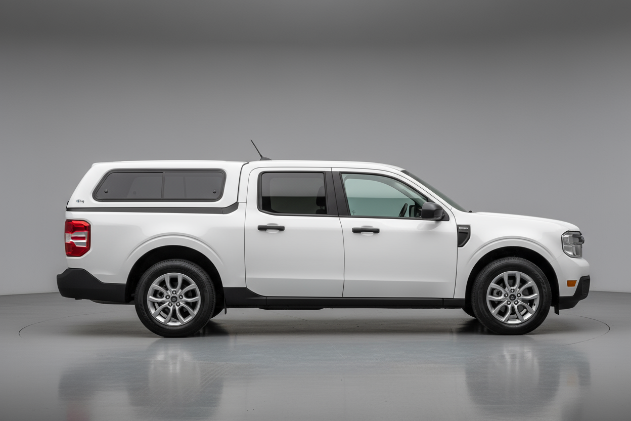 Ford Maverick (2022–2025) with 4’6” bed truck topper white 